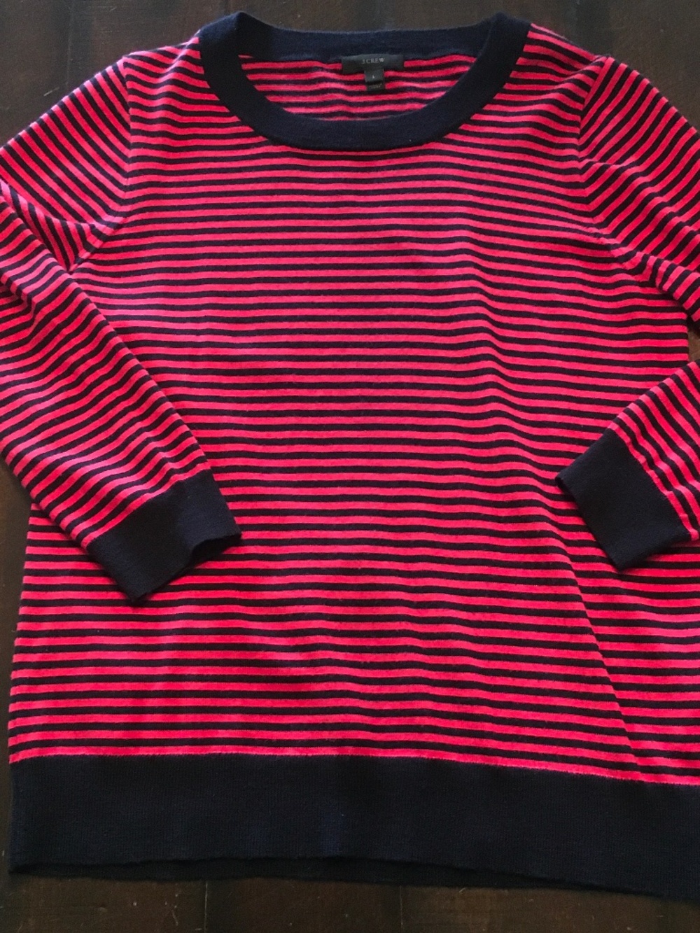 J Crew Red and Blue Striped Teddie Sweater